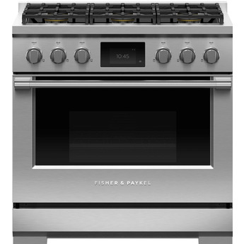 Fisher Paykel Series 9 Professional 36" Stainless Steel Dual Fuel (Natural Gas) Self Clean Sealed 6-burner Range - Convection