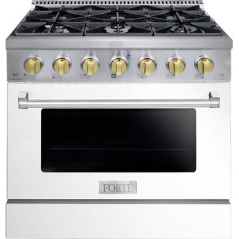Forte FGR366BWW41 36 Inch Natural Gas, All Gas Freestanding Range in White