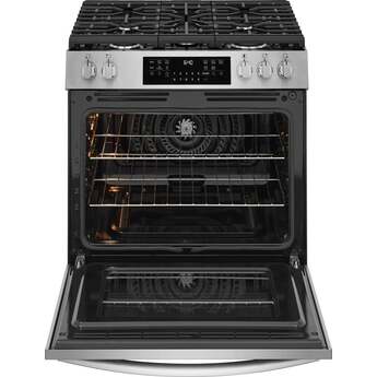 Frigidaire 30 Inch Freestanding Gas Range with 5.1 Cu. Ft. Oven Capacity, 5 Sealed Burners, Total Convection System, Air Fry, No Preheat, Slow Cook, Air Sous Vide, Steam Bake, Steam Clean, and Star-K: Stainless Steel — thumbnail 2