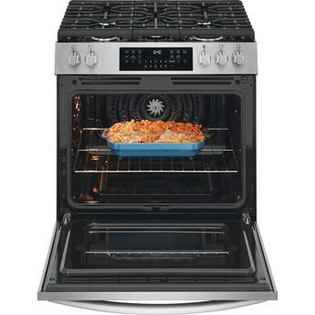 Frigidaire 30 Inch Freestanding Gas Range with 5.1 Cu. Ft. Oven Capacity, 5 Sealed Burners, Total Convection System, Air Fry, No Preheat, Slow Cook, Air Sous Vide, Steam Bake, Steam Clean, and Star-K: Stainless Steel — thumbnail 3