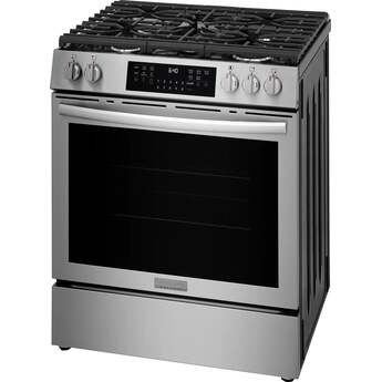 Frigidaire 30 Inch Freestanding Gas Range with 5.1 Cu. Ft. Oven Capacity, 5 Sealed Burners, Total Convection System, Air Fry, No Preheat, Slow Cook, Air Sous Vide, Steam Bake, Steam Clean, and Star-K: Stainless Steel — thumbnail 4