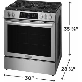 Frigidaire 30 Inch Freestanding Gas Range with 5.1 Cu. Ft. Oven Capacity, 5 Sealed Burners, Total Convection System, Air Fry, No Preheat, Slow Cook, Air Sous Vide, Steam Bake, Steam Clean, and Star-K: Stainless Steel — thumbnail 8