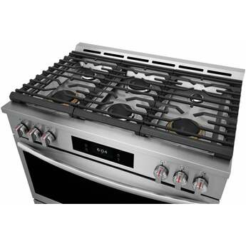 Frigidaire 36 Inch Freestanding Gas Range with 6 Sealed Burners, 4.6 cu. ft. Total Convection Oven, 18,000 BTU Quick Boil Burners, Simmer Burner, Air Fry, Self & Steam Clean, ADA Compliant, and Star-K: Stainless Steel — thumbnail 3