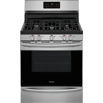Frigidaire Gallery 30" Black Stainless Steel Natural Gas Sealed Burner Range with Steam Clean - Convection