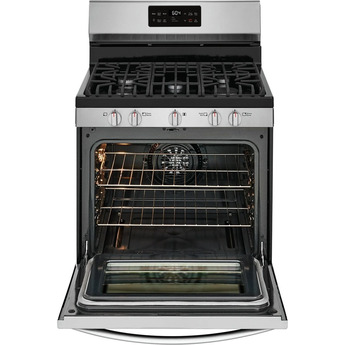 Frigidaire Gallery 30" Black Stainless Steel Natural Gas Sealed Burner Range with Steam Clean - Convection — thumbnail 2