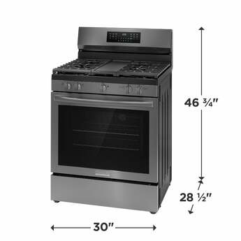 Frigidaire 30 Inch Freestanding Gas Range with 5 Sealed Burners, 5.1 cu. ft. Convection Oven, Quick Boil Burner, Griddle, Storage Drawer, No Preheat + Air Fry, and Self Clean: Black Stainless Steel — thumbnail 17