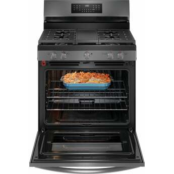 Frigidaire 30 Inch Freestanding Gas Range with 5 Sealed Burners, 5.1 cu. ft. Convection Oven, Quick Boil Burner, Griddle, Storage Drawer, No Preheat + Air Fry, and Self Clean: Black Stainless Steel — thumbnail 19