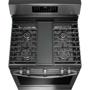 Frigidaire 30 Inch Freestanding Gas Range with 5 Sealed Burners, 5.1 cu. ft. Convection Oven, Quick Boil Burner, Griddle, Storage Drawer, No Preheat + Air Fry, and Self Clean: Black Stainless Steel — thumbnail 2