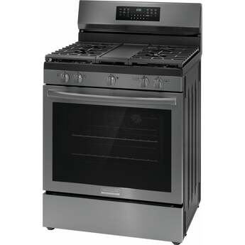 Frigidaire 30 Inch Freestanding Gas Range with 5 Sealed Burners, 5.1 cu. ft. Convection Oven, Quick Boil Burner, Griddle, Storage Drawer, No Preheat + Air Fry, and Self Clean: Black Stainless Steel — thumbnail 9