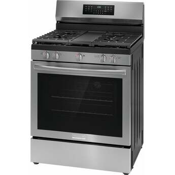 Frigidaire 30 Inch Freestanding Gas Range with 5 Sealed Burners, 5.1 cu. ft. Convection Oven, Quick Boil Burner, Griddle, Storage Drawer, No Preheat + Air Fry, and Self Clean: Stainless Steel — thumbnail 15