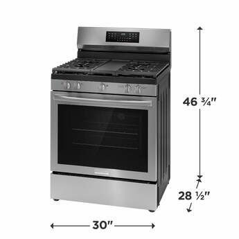 Frigidaire 30 Inch Freestanding Gas Range with 5 Sealed Burners, 5.1 cu. ft. Convection Oven, Quick Boil Burner, Griddle, Storage Drawer, No Preheat + Air Fry, and Self Clean: Stainless Steel — thumbnail 19