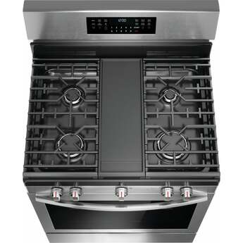 Frigidaire 30 Inch Freestanding Gas Range with 5 Sealed Burners, 5.1 cu. ft. Convection Oven, Quick Boil Burner, Griddle, Storage Drawer, No Preheat + Air Fry, and Self Clean: Stainless Steel — thumbnail 3