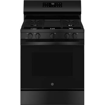 GE GGF500PVBB 30 Inch Free Standing Gas Range 5 Burners Self Clean Black