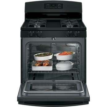 GE 30" Black Gas Sealed Burner Range — thumbnail 6