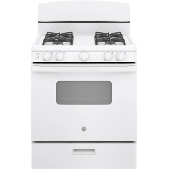GE 30" White Natural Gas Sealed Burner Range with Broiler Drawer