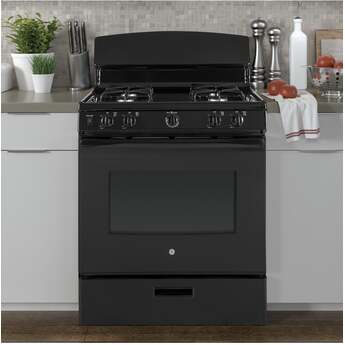GE 30" Black Gas Sealed Burner Range — thumbnail 6