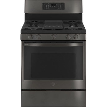 GE Profile PGB935BPTS 30 Inch Fingerprint Resistant Black Stainless Steel Gas Convection Freestanding Range
