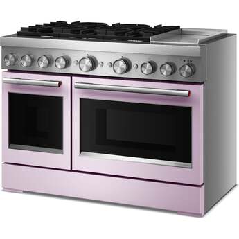KitchenAid 48 Freestanding Dual Fuel Range with 6 Sealed Burners, Double Oven, 6.3 Cu. Ft. Total Capacity, Integrated Chrome Electric Griddle, Convertible Grates, Self-Clean, Even-Heat™ True Convection, Flame-Sensing™ Re-ignition, SatinGlide® Rack, Ultra Power™ Dual-Flame Burners, Sabbath Mode and Star-K Certified: Wildflower — thumbnail 6