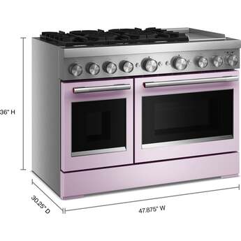 KitchenAid 48 Freestanding Dual Fuel Range with 6 Sealed Burners, Double Oven, 6.3 Cu. Ft. Total Capacity, Integrated Chrome Electric Griddle, Convertible Grates, Self-Clean, Even-Heat™ True Convection, Flame-Sensing™ Re-ignition, SatinGlide® Rack, Ultra Power™ Dual-Flame Burners, Sabbath Mode and Star-K Certified: Wildflower — thumbnail 7
