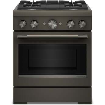 KitchenAid 30-Inch 4 Burner Commercial-Style Dual Fuel Range with No Preheat Air Fry Mode: Black Ore