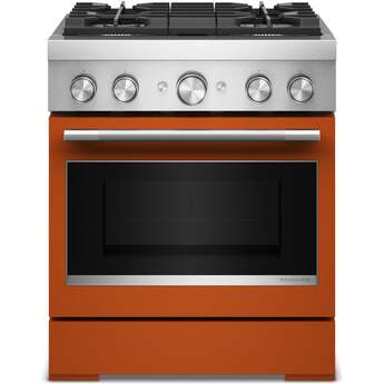 KitchenAid 30-Inch 4 Burner Commercial-Style Dual Fuel Range with No Preheat Air Fry Mode: Scorched Orange — thumbnail 2