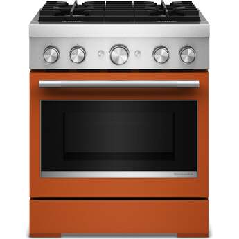 KitchenAid 30-Inch 4 Burner Commercial-Style Dual Fuel Range with No Preheat Air Fry Mode: Scorched Orange — thumbnail 4