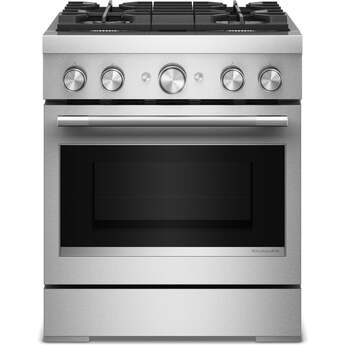 KitchenAid 30-Inch 4 Burner Commercial-Style Dual Fuel Range with No Preheat Air Fry Mode: Stainless Steel