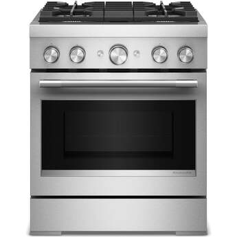 KitchenAid 30-Inch 4 Burner Commercial-Style Dual Fuel Range with No Preheat Air Fry Mode: Stainless Steel — thumbnail 2