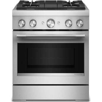 KitchenAid 30-Inch 4 Burner Commercial-Style Dual Fuel Range with No Preheat Air Fry Mode: Stainless Steel — thumbnail 3