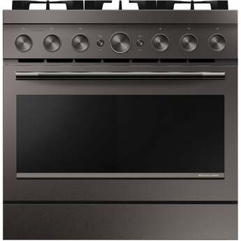 KitchenAid 36-Inch 6 Burner Commercial-Style Dual Fuel Range with No Preheat Air Fry Mode: Black Ore