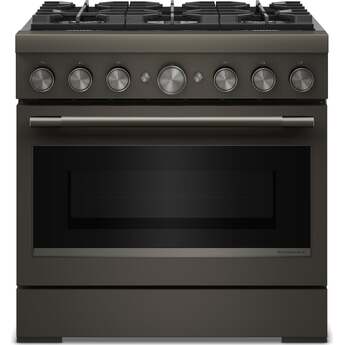KitchenAid 36-Inch 6 Burner Commercial-Style Dual Fuel Range with No Preheat Air Fry Mode: Black Ore — thumbnail 3