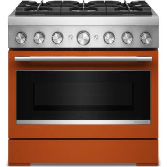 KitchenAid 36-Inch 6 Burner Commercial-Style Dual Fuel Range with No Preheat Air Fry Mode: Scorched Orange — thumbnail 2