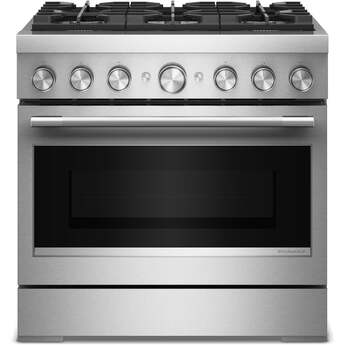 KitchenAid 36-Inch 6 Burner Commercial-Style Dual Fuel Range with No Preheat Air Fry Mode: Stainless Steel