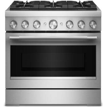 KitchenAid 36-Inch 6 Burner Commercial-Style Dual Fuel Range with No Preheat Air Fry Mode: Stainless Steel — thumbnail 2