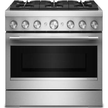KitchenAid 36-Inch 6 Burner Commercial-Style Dual Fuel Range with No Preheat Air Fry Mode: Stainless Steel — thumbnail 4