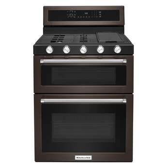 Kitchen Aid KitchenAid 30" Black Stainless Steel Freestanding Natural Gas Double Oven Range