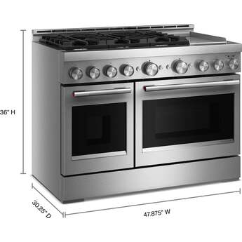 KitchenAid 48-Inch 6 Burner Commercial-Style Gas Range with Griddle: Stainless Steel — thumbnail 4