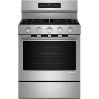KitchenAid 30 inch 5.0 Cu. Ft. Smart Freestanding Gas Range with Convection Cooking Modes: Stainless Steel