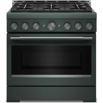 KitchenAid 36 Inch Freestanding Commercial-Style Gas Range with 6 Sealed Burners, 5.1 cu. ft. Oven Capacity, Even-Heat™ True Convection, Self-Cleaning, Ultra Power™ Dual-Flame Burners, No Preheat, Air Fry, Sabbath Mode, and Star-K Certified: Juniper