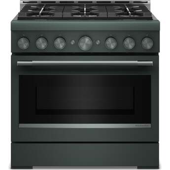 KitchenAid 36 Inch Freestanding Commercial-Style Gas Range with 6 Sealed Burners, 5.1 cu. ft. Oven Capacity, Even-Heat™ True Convection, Self-Cleaning, Ultra Power™ Dual-Flame Burners, No Preheat, Air Fry, Sabbath Mode, and Star-K Certified: Juniper — thumbnail 3