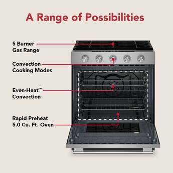 KitchenAid 5.0 Cu. Ft. Smart Slide-in Gas Range with Convection Cooking Modes: Stainless Steel — thumbnail 5