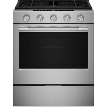 KitchenAid 5.0 Cu. Ft. Smart Slide-in Gas Range with Convection Cooking Modes and 2-in-1 Burner: Stainless Steel