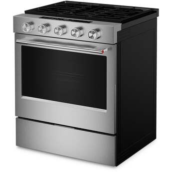 KitchenAid 5.0 Cu. Ft. Smart Slide-in Gas Range with Convection Cooking Modes and 2-in-1 Burner: Stainless Steel — thumbnail 4