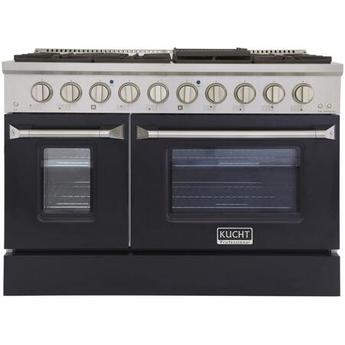Kucht KNG481K 48 Inch Black Gas Convection Double Oven Freestanding Range