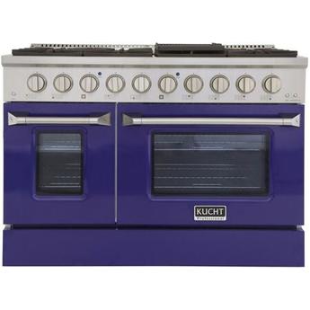 Kucht KNG481LPB 48 Inch Blue Gas Convection Double Oven Freestanding Range