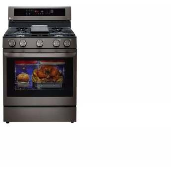 LG 30" Fingerprint Resistant Black Stainless Steel Natural Gas ThinQ InstaView Sealed Burner Range with Air Fry - Convection — thumbnail 2