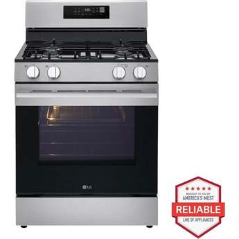 LG 30 Inch Freestanding 6.3 Cu. Ft. Gas Range With Probake Convection With Easyclean, Wi-Fi Enabled, And Airfry, 4 Burner Cooktop, ThinQ, And Energy Star Rating: Stainless Steel