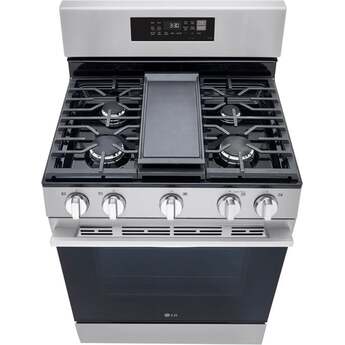 LG 30 Inch Smart Freestanding Smart Gas Range with 5 Sealed Burners, 6.3 Cu. Ft. Capacity, UltraHeat™ 20K BTU Burner, ProBake Convection®, Air Fry, EasyClean® + Self Clean, Storage Drawer, and Sabbath Mode: Stainless Steel — thumbnail 3