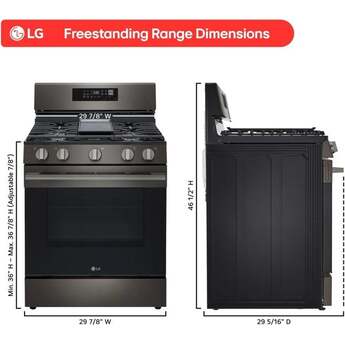 LG 30 Inch Smart Freestanding Smart Gas Range with 5 Sealed Burners, 6.3 Cu. Ft. Capacity, UltraHeat™ 20K BTU Burner, ProBake Convection®, Air Fry, EasyClean® + Self Clean, Storage Drawer, and Sabbath Mode: Black Stainless Steel — thumbnail 13