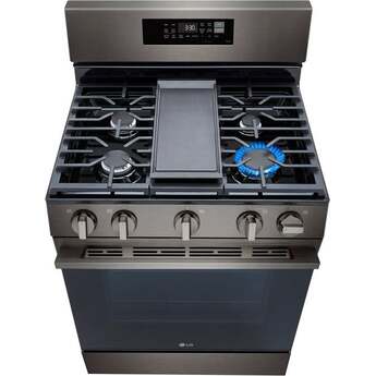 LG 30 Inch Smart Freestanding Smart Gas Range with 5 Sealed Burners, 6.3 Cu. Ft. Capacity, UltraHeat™ 20K BTU Burner, ProBake Convection®, Air Fry, EasyClean® + Self Clean, Storage Drawer, and Sabbath Mode: Black Stainless Steel — thumbnail 5